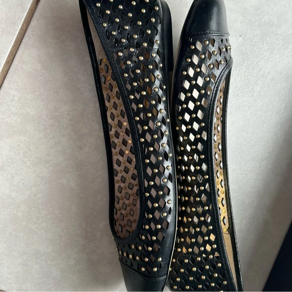 Michael Kors perforated leather Ballet Flats with gold metal details - Picture 5 of 7